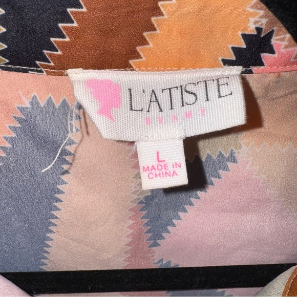 L'ATISTE Orange Black Halter Maxi Sundress size L - Picture 4 of 16